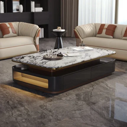 Light Luxury Nordic Coffee Table – Modern Side Table with Creative Storage, Clear Aesthetic for Living Room Decor