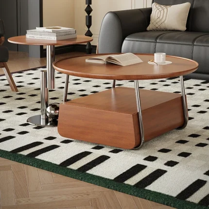 Minimalist Clear Modern Coffee Table – Unique Antique-Inspired Metal Design, Designer Aesthetic Furniture Meuble Piece
