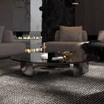 Modern Italian Light Luxury Coffee Table, Unique Clear Designer Space-Saving Side Table for Living Room