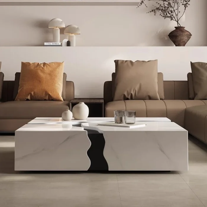 Minimalist Italian Coffee Table – Light Luxury Fashion Aesthetic Side Table, Modern Books Decor Furniture Piece - Image 1