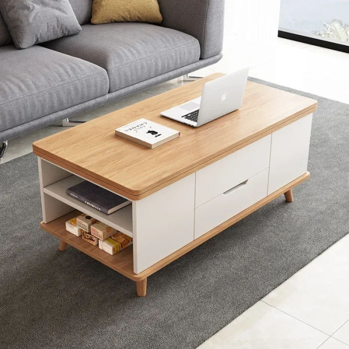 Unique Italian Coffee Table – Modern Wooden Couchtisch with Drawers, Cheap Designer Aesthetic Salon Furniture Piece - Image 1