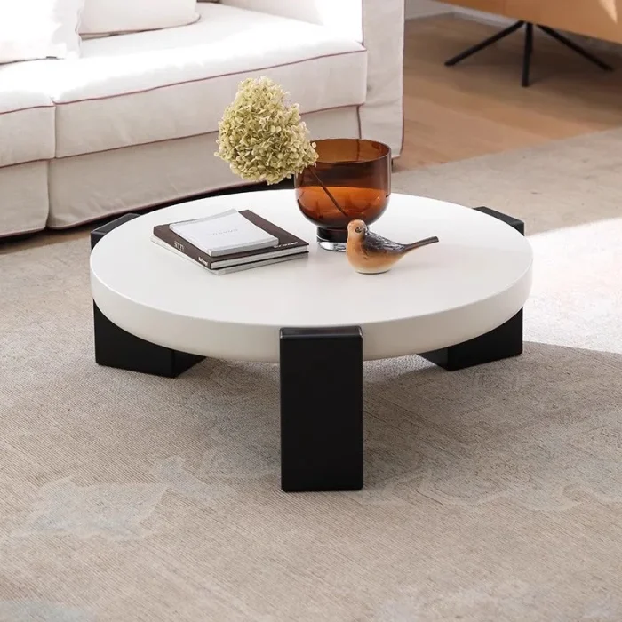 Nordic Japanese Round Coffee Table – Small, Unique, Minimalist Side Table for Cute Living Room Decor - Image 1