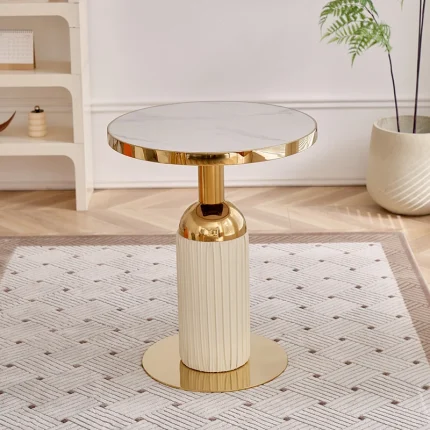 Affordable Luxury Modern White Round Coffee Table – Minimalist Industrial Metal Design, Stylish Designer Couchtisch Furniture