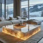Modern Nordic Minimalist Designer Coffee Table – Unique Italian Style, Glass Writing Table, Luxury Meubles Décor