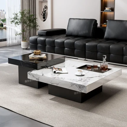 Aesthetic Minimalist Nordic Glass Coffee Table with Drawers – Modern Centerpiece for Living Room or Office
