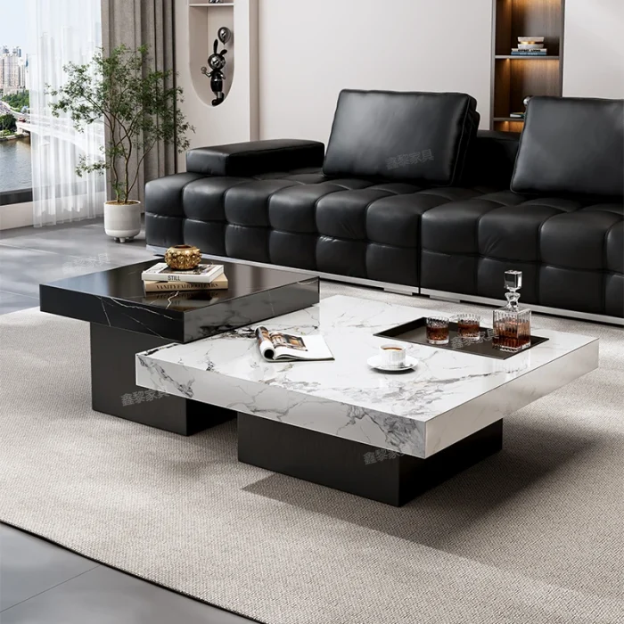 Aesthetic Minimalist Nordic Glass Coffee Table with Drawers – Modern Centerpiece for Living Room or Office - Image 1