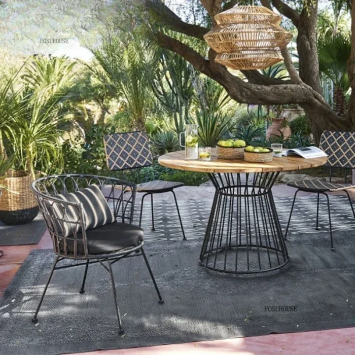 Waterproof Outdoor Patio Furniture Set – Designer Rattan Chairs & Glass Coffee Table for Sun-Proof Garden Seating - Image 1