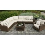 Luxury Curved Wicker Rattan Outdoor Sofa Set – Resort-Style Garden Sectional Furniture for Summer Relaxation