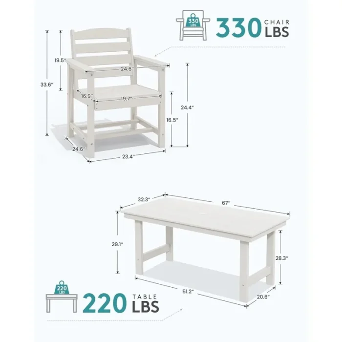 5-Piece Outdoor Dining Set with Umbrella Hole – All-Weather Patio Table and 4 Chairs for Entertaining - Image 1