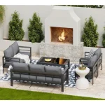Oversized Outdoor Aluminum Patio Furniture Set – Cushioned Sectional Sofa for Patios, Decks & Conversation Areas