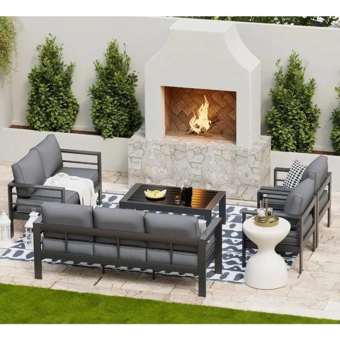 Oversized Outdoor Aluminum Patio Furniture Set – Cushioned Sectional Sofa for Patios, Decks & Conversation Areas - Image 1