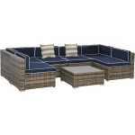 7-Piece Outdoor Wicker Patio Furniture Set – All-Weather PE Rattan Sectional Sofa with Cushions & Table