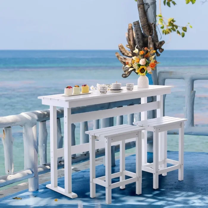 3-Piece HDPE Outdoor Bar Set – High Top Patio Table & 2 Bar Chairs, Weatherproof Design - Image 1
