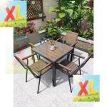 3-Piece Outdoor Plastic Wood Table and Chairs Set – Waterproof, Sun-Proof, and Anti-Corrosive Patio Furniture