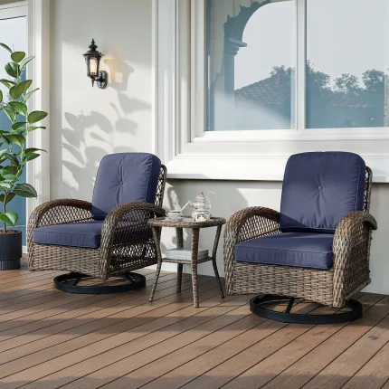 HOOMIC 3-Piece Patio Bistro Set – Outdoor Rocking Chairs with Cushions, Cozy Seating for Garden or Balcony