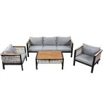 4-Piece Outdoor Sectional Sofa Set – 5-Person Patio Conversation Seating with Cushions and Coffee Table