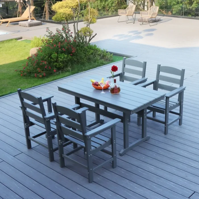 5-Piece HDPE Outdoor Patio Dining Set with 51'' Table and Chairs - Image 1