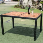 EELIFEE 7-Piece Outdoor Wicker Patio Dining Set with Acacia Wood Table
