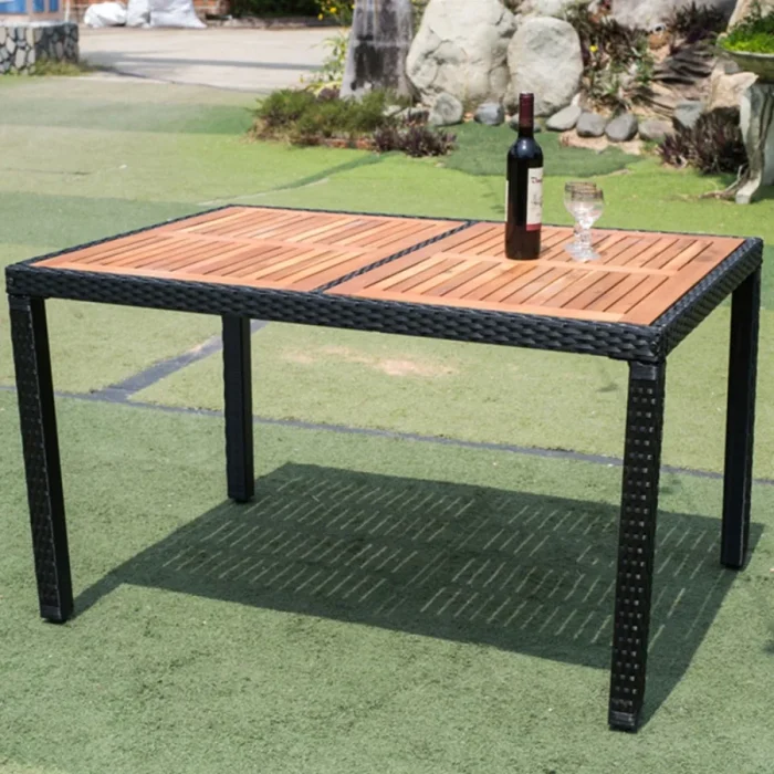 EELIFEE 7-Piece Outdoor Wicker Patio Dining Set with Acacia Wood Table - Image 1