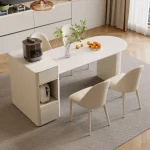 Rolling Kitchen Island with Extendable Dining Table – Storage Cabinet, Slate Rack, Multifunctional Household Solution