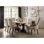 7-Piece Casual Dining Set – Weathered Espresso Table, 4 Side Chairs, 2 Armchairs, Seats 6 Comfortably