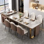 Italian Style Light Luxury Rock Slab Dining Table – Expandable Multifunctional Rectangular Island Table for Modern Homes