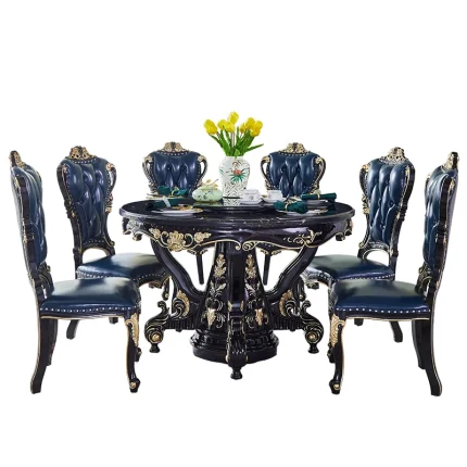Round Marble Dining Table Set for 6-8 People ā Light Luxury Design, Elegant Chairs, Perfect Household Centerpiece
