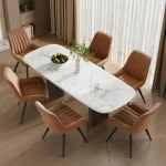 Set of 6 Mid Century Modern Dining Chairs – Soft Cushioned, Comfortable Upholstered Kitchen Seating