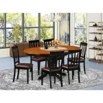 7-Piece Oval Dining Set with Butterfly Leaf Table and 6 Faux Leather Upholstered Chairs