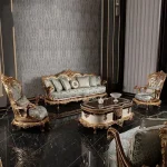 Royal Red Genuine Leather Sofa Settee – Luxury Living Room Furniture Set with Elegant Classic Design and Comfort