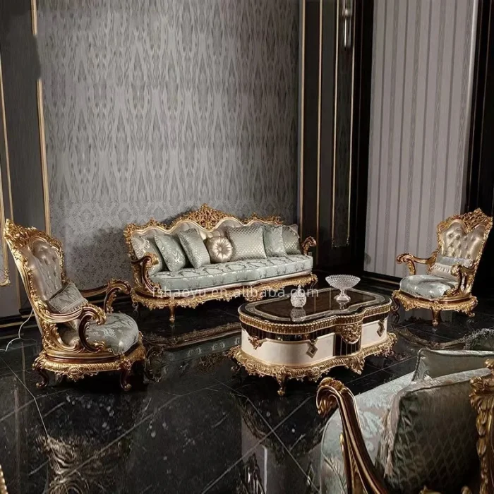 Royal Red Genuine Leather Sofa Settee – Luxury Living Room Furniture Set with Elegant Classic Design and Comfort - Image 1