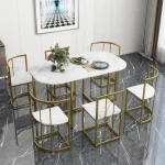 7-Piece Compact Kitchen Dining Table Set for 6 – Space-Saving Metal Table and Chairs for Small Spaces
