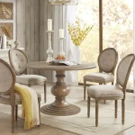 Lexi 46-Inch Round Pedestal Dining Table, Modern Classic Design for Kitchen or Dining Room