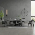 Modern Minimalist Luxury Rotary Dining Table Set – Round Table and Chairs Combination for Elegant Homes