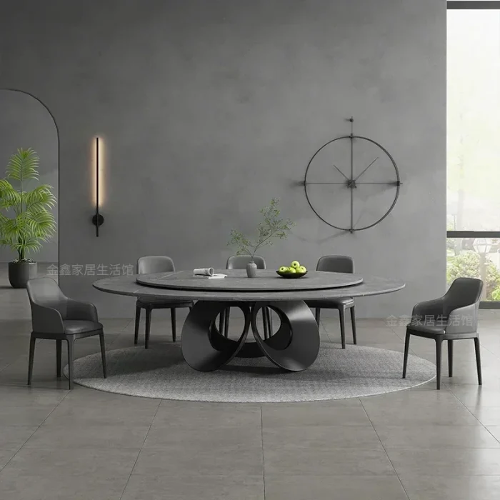 Modern Minimalist Luxury Rotary Dining Table Set – Round Table and Chairs Combination for Elegant Homes - Image 1