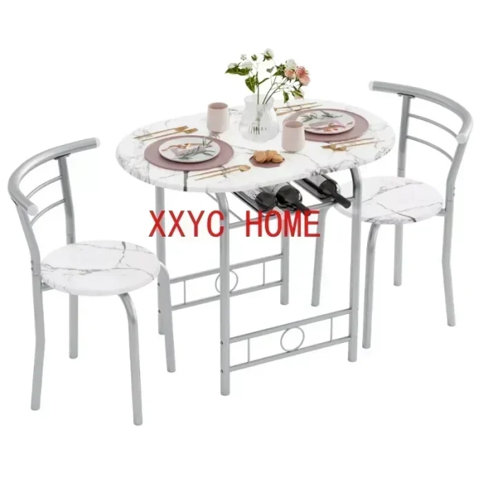 Vineego 3-Piece Dining Set for 2 – Space-Saving Table and Wooden Chairs, Multiple Color Options - Image 1