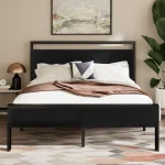 HOOMIC Platform Bed Frame – Rustic Wood Headboard & Footboard, Heavy-Duty Metal Slats, Strong Support by Allewie