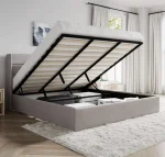 King Size Upholstered Platform Bed – Lift-Up Hydraulic Storage, Modern Wingback Headboard, No Box Spring Needed