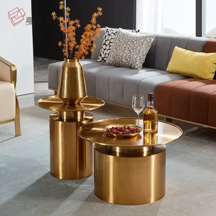 Modern Luxury Coffee Table – Minimalist Metal Couchtisch, Unique Standing Computer Desk, Small Movable Aesthetic Furniture