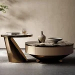 Aesthetic Storage Coffee Table – Antique-Inspired Living Room Side Table, Light Luxury Clear Lounge Furniture Mesas Bajas
