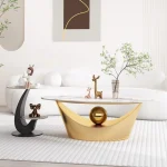 Affordable Clear Coffee Table – Space-Saving Minimalist Design with Metal Frame, Nordic Italian Style Accent Furniture
