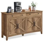 VASAGLE Farmhouse Coffee Bar Cabinet with 2 Drawers, Kitchen Sideboard Storage Cabinet with Adjustable Shelves