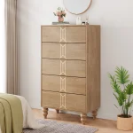 Modern Tall Wooden Chest of Drawers with 5 Deep Drawers, Large Storage Cabinet for Bedroom & Living Room