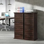 Set of 2 Tall Narrow 4-Drawer Wood Filing Cabinets – Vertical Office Storage for A4/Letter Files