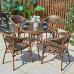 2023 Outdoor Wicker Rattan Bistro Patio Furniture Set – Dining Table and Chairs for Garden or Party