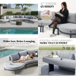 10-Seat Aluminum Outdoor Patio Furniture Set – Modular Curved Sectional Sofa with 6" All-Weather Cushions