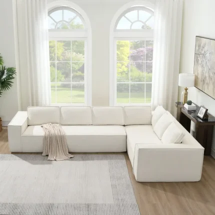 Minimalist Modular 6-Seat Chenille Sectional Sofa – Wrinkle-Resistant Couch Set, 2-Piece Free Combination Design