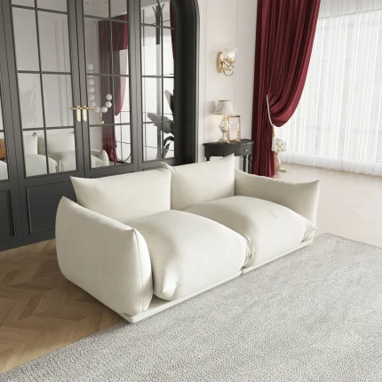 77" Mid-Century Chenille Loveseat Sofa – Plush Deep Seat Couch for Small Spaces, Living Room, Bedroom