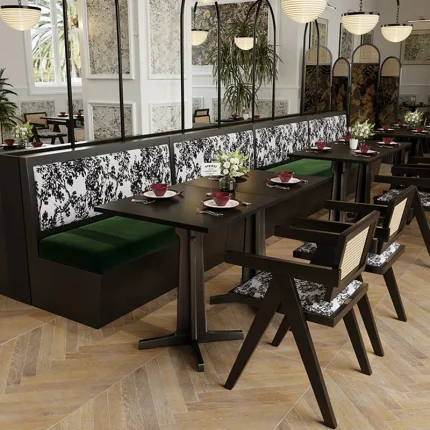 Retro Solid Wood Dining Table and Chair Set – Booth Sofa Seating for Western-Style Commercial Restaurants