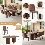 8-Seat Rectangular Wood Dining Table Set – Cushioned Mid-Century Modern Chairs for Stylish Dining Rooms